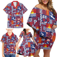 Kiribati Tekeraoi n te Kiritimati Family Matching Off Shoulder Short Dress and Hawaiian Shirt Pacific Patchwork Xmas Vibes LT9 - Polynesian Pride