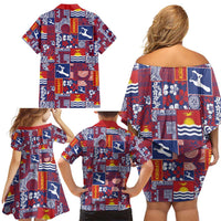 Kiribati Tekeraoi n te Kiritimati Family Matching Off Shoulder Short Dress and Hawaiian Shirt Pacific Patchwork Xmas Vibes LT9 - Polynesian Pride