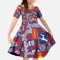 Kiribati Tekeraoi n te Kiritimati Family Matching Short Sleeve Bodycon Dress and Hawaiian Shirt Pacific Patchwork Xmas Vibes - Polynesian Pride