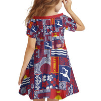 Kiribati Tekeraoi n te Kiritimati Family Matching Short Sleeve Bodycon Dress and Hawaiian Shirt Pacific Patchwork Xmas Vibes - Polynesian Pride