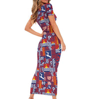 Kiribati Tekeraoi n te Kiritimati Family Matching Short Sleeve Bodycon Dress and Hawaiian Shirt Pacific Patchwork Xmas Vibes - Polynesian Pride