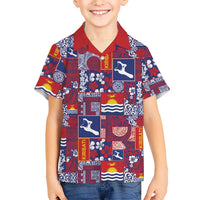 Kiribati Tekeraoi n te Kiritimati Family Matching Short Sleeve Bodycon Dress and Hawaiian Shirt Pacific Patchwork Xmas Vibes - Polynesian Pride