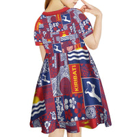 Kiribati Tekeraoi n te Kiritimati Kid Short Sleeve Dress Pacific Patchwork Xmas Vibes - Polynesian Pride