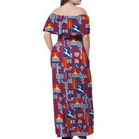 Kiribati Tekeraoi n te Kiritimati Off Shoulder Maxi Dress Pacific Patchwork Xmas Vibes - Polynesian Pride