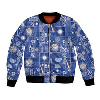Marshall Islands Merry Christmas Bomber Jacket Pacific Patchwork Xmas Vibes - Polynesian Pride