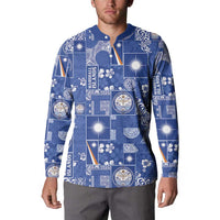 Marshall Islands Merry Christmas Button Sweatshirt Pacific Patchwork Xmas Vibes - Polynesian Pride