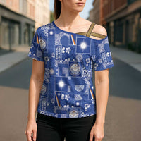 Marshall Islands Merry Christmas Cross Shoulder Shirt Pacific Patchwork Xmas Vibes LT9 - Polynesian Pride