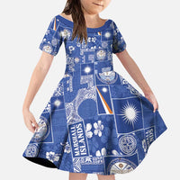 Marshall Islands Merry Christmas Family Matching Summer Maxi Dress and Hawaiian Shirt Pacific Patchwork Xmas Vibes LT9 Daughter's Dress Blue - Polynesian Pride