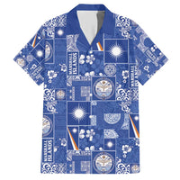 Marshall Islands Merry Christmas Hawaiian Shirt Pacific Patchwork Xmas Vibes LT9 Blue - Polynesian Pride