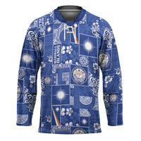 Marshall Islands Merry Christmas Hockey Jersey Pacific Patchwork Xmas Vibes LT9 Unisex Blue - Polynesian Pride