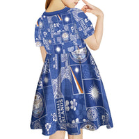 Marshall Islands Merry Christmas Kid Short Sleeve Dress Pacific Patchwork Xmas Vibes LT9 - Polynesian Pride