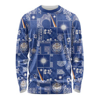 Marshall Islands Merry Christmas Long Sleeve Shirt Pacific Patchwork Xmas Vibes - Polynesian Pride