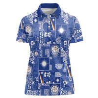 Marshall Islands Merry Christmas Women Polo Shirt Pacific Patchwork Xmas Vibes - Polynesian Pride