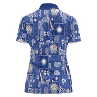 Marshall Islands Merry Christmas Women Polo Shirt Pacific Patchwork Xmas Vibes LT9 - Polynesian Pride