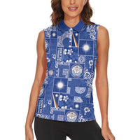 Marshall Islands Merry Christmas Women Sleeveless Polo Shirt Pacific Patchwork Xmas Vibes - Polynesian Pride