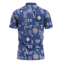 Marshall Islands Merry Christmas Zipper Polo Shirt Pacific Patchwork Xmas Vibes - Polynesian Pride