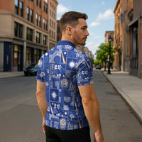 Marshall Islands Merry Christmas Zipper Polo Shirt Pacific Patchwork Xmas Vibes LT9 - Polynesian Pride