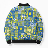 Palau Ungil Kurismas Bomber Puffer Jacket Pacific Patchwork Xmas Vibes LT9 - Polynesian Pride