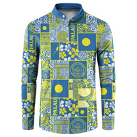 Palau Ungil Kurismas Button Sweatshirt Pacific Patchwork Xmas Vibes - Polynesian Pride