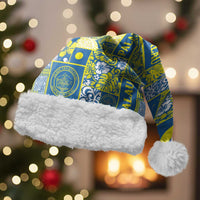 Palau Ungil Kurismas Christmas Santa Hat Pacific Patchwork Xmas Vibes LT9 With Fur Green - Polynesian Pride