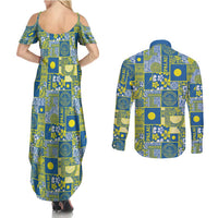 Palau Ungil Kurismas Couples Matching Summer Maxi Dress and Long Sleeve Button Shirt Pacific Patchwork Xmas Vibes LT9 - Polynesian Pride