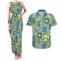 Palau Ungil Kurismas Couples Matching Tank Maxi Dress and Hawaiian Shirt Pacific Patchwork Xmas Vibes LT9 Green - Polynesian Pride