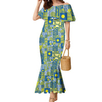 Palau Ungil Kurismas Family Matching Mermaid Dress and Hawaiian Shirt Pacific Patchwork Xmas Vibes - Polynesian Pride