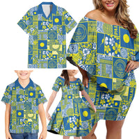 Palau Ungil Kurismas Family Matching Off Shoulder Short Dress and Hawaiian Shirt Pacific Patchwork Xmas Vibes LT9 - Polynesian Pride