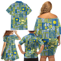 Palau Ungil Kurismas Family Matching Off Shoulder Short Dress and Hawaiian Shirt Pacific Patchwork Xmas Vibes LT9 - Polynesian Pride