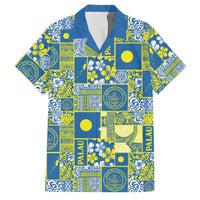 Palau Ungil Kurismas Family Matching Off Shoulder Short Dress and Hawaiian Shirt Pacific Patchwork Xmas Vibes LT9 Dad's Shirt - Short Sleeve Green - Polynesian Pride