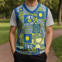 Palau Ungil Kurismas Christmas Knitted V-Neck Vest Pacific Patchwork Xmas Vibes LT9 - Polynesian Pride
