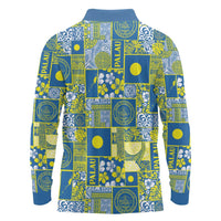 Palau Ungil Kurismas Long Sleeve Polo Shirt Pacific Patchwork Xmas Vibes - Polynesian Pride
