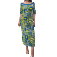 Palau Ungil Kurismas Puletasi Pacific Patchwork Xmas Vibes LT9 Long Dress Green - Polynesian Pride