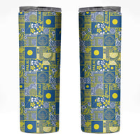 Palau Ungil Kurismas Skinny Tumbler Pacific Patchwork Xmas Vibes LT9 Green - Polynesian Pride