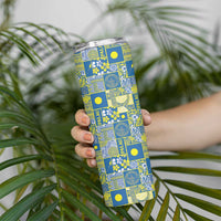 Palau Ungil Kurismas Skinny Tumbler Pacific Patchwork Xmas Vibes LT9 - Polynesian Pride
