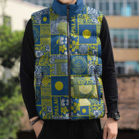 Palau Ungil Kurismas Sleeveless Puffer Jacket Pacific Patchwork Xmas Vibes LT9 - Polynesian Pride