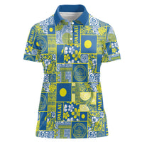 Palau Ungil Kurismas Women Polo Shirt Pacific Patchwork Xmas Vibes LT9 Female Green - Polynesian Pride