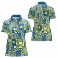 Palau Ungil Kurismas Women Polo Shirt Pacific Patchwork Xmas Vibes LT9 - Polynesian Pride