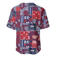 Red Samoa Manuia Le Kerisimasi Baseball Jersey Pacific Patchwork Xmas Vibes LT9 - Polynesian Pride