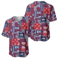 Red Samoa Manuia Le Kerisimasi Baseball Jersey Pacific Patchwork Xmas Vibes LT9 - Polynesian Pride