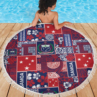 Red Samoa Manuia Le Kerisimasi Beach Blanket Pacific Patchwork Xmas Vibes LT9 - Polynesian Pride
