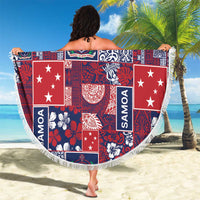 Red Samoa Manuia Le Kerisimasi Beach Blanket Pacific Patchwork Xmas Vibes LT9 - Polynesian Pride