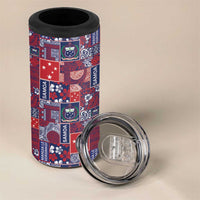 Red Samoa Manuia Le Kerisimasi 4 in 1 Can Cooler Tumbler Pacific Patchwork Xmas Vibes - Polynesian Pride