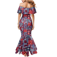 Red Samoa Manuia Le Kerisimasi Family Matching Mermaid Dress and Hawaiian Shirt Pacific Patchwork Xmas Vibes - Polynesian Pride