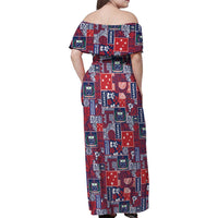 Red Samoa Manuia Le Kerisimasi Family Matching Off Shoulder Maxi Dress and Hawaiian Shirt Pacific Patchwork Xmas Vibes LT9 - Polynesian Pride