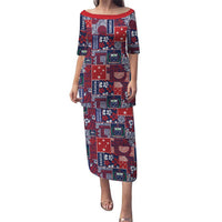 Red Samoa Manuia Le Kerisimasi Family Matching Puletasi and Hawaiian Shirt Pacific Patchwork Xmas Vibes - Polynesian Pride