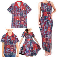 Red Samoa Manuia Le Kerisimasi Family Matching Tank Maxi Dress and Hawaiian Shirt Pacific Patchwork Xmas Vibes LT9 - Polynesian Pride