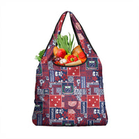 Red Samoa Manuia Le Kerisimasi Grocery Bag Pacific Patchwork Xmas Vibes LT9 1-pack One Size Red - Polynesian Pride