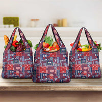 Red Samoa Manuia Le Kerisimasi Grocery Bag Pacific Patchwork Xmas Vibes LT9 3-pack One Size Red - Polynesian Pride