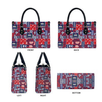 Red Samoa Manuia Le Kerisimasi Leather Bag Pacific Patchwork Xmas Vibes - Polynesian Pride